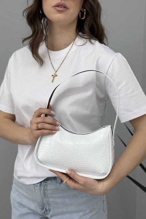ONE COLOR ZIPPER SMALL WOMAN BAG WHITE-E BARDHE - KLAUDIO FASHION
