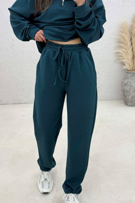 ONE COLOR ZIPPER SWEATSHIRT + SWEATPANTS WOMAN SET BLUE STONE/GK - 3