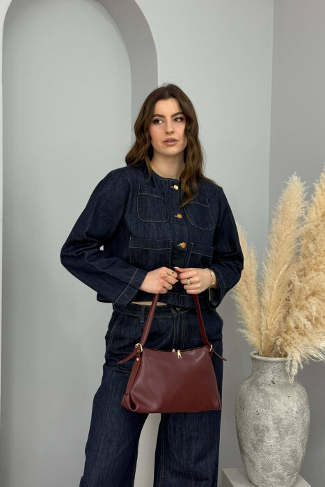 ONE COLOR ZIPPER WOMAN BAG BURGUNDY/VISHNJE - 1