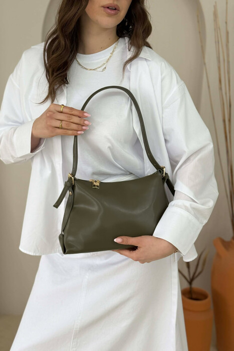 ONE COLOR ZIPPER WOMAN BAG GREEN/JESHILE - 2
