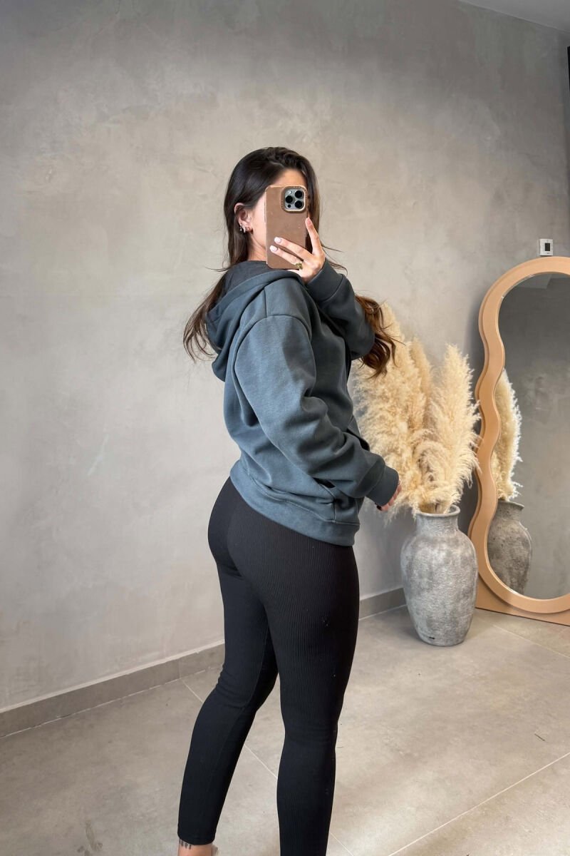 ONE COLOR ZIPPER WOMAN COTTON JACKET GREY/GRI - 2