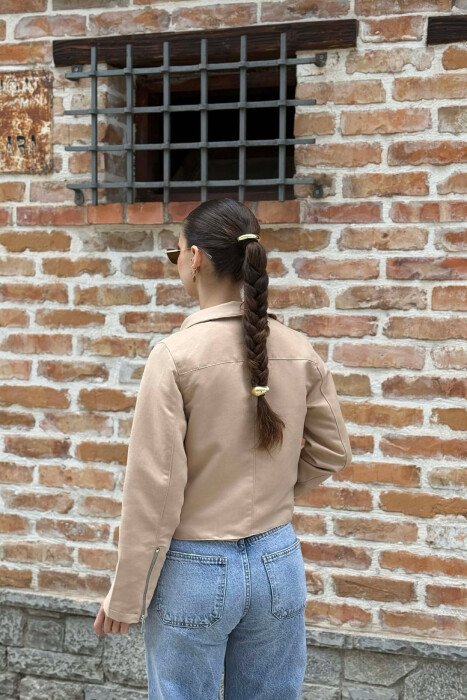 ONE COLOR ZIPPER WOMAN JACKET BEIGE/BEZHE - 2