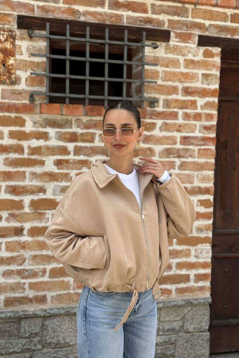 ONE COLOR ZIPPER WOMAN JACKET BEIGE/BEZHE - 5