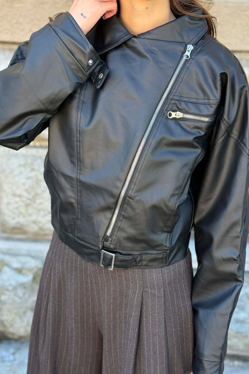 ONE COLOR ZIPPER WOMAN JACKET BLACK/ E ZEZE - 2