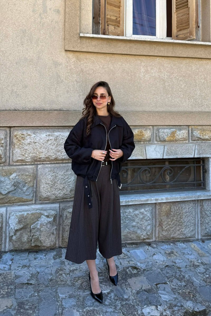 ONE COLOR ZIPPER WOMAN JACKET BLACK/ E ZEZE - 3