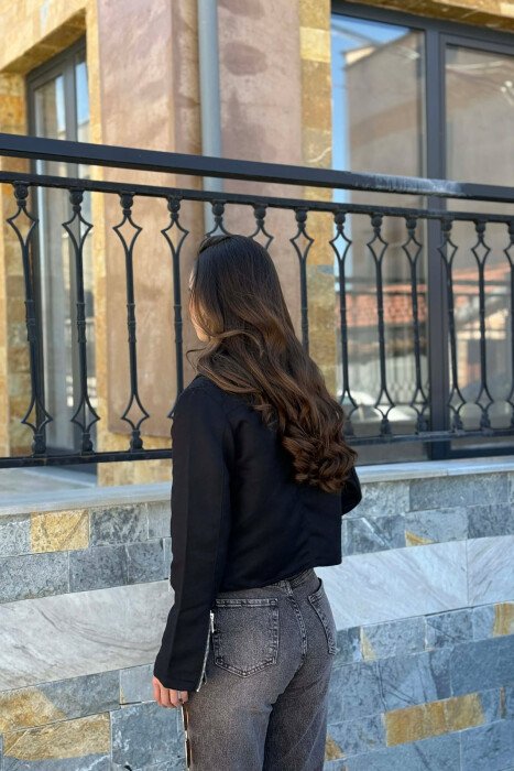 ONE COLOR ZIPPER WOMAN JACKET BLACK/ E ZEZE - 3