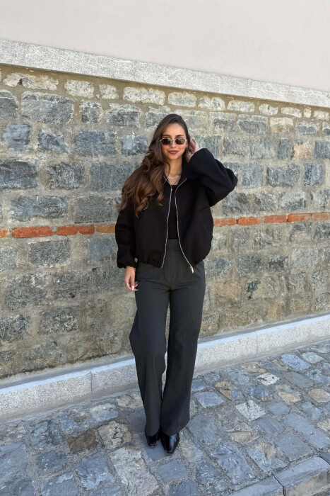 ONE COLOR ZIPPER WOMAN JACKET BLACK/ E ZEZE - 3
