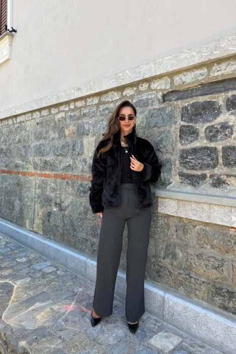 ONE COLOR ZIPPER WOMAN JACKET BLACK/ E ZEZE - 2