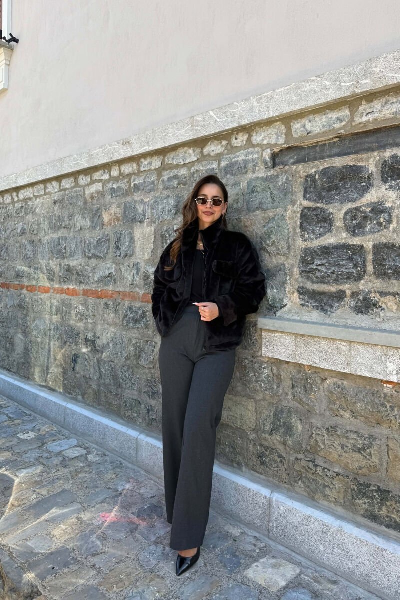 ONE COLOR ZIPPER WOMAN JACKET BLACK/ E ZEZE - 4