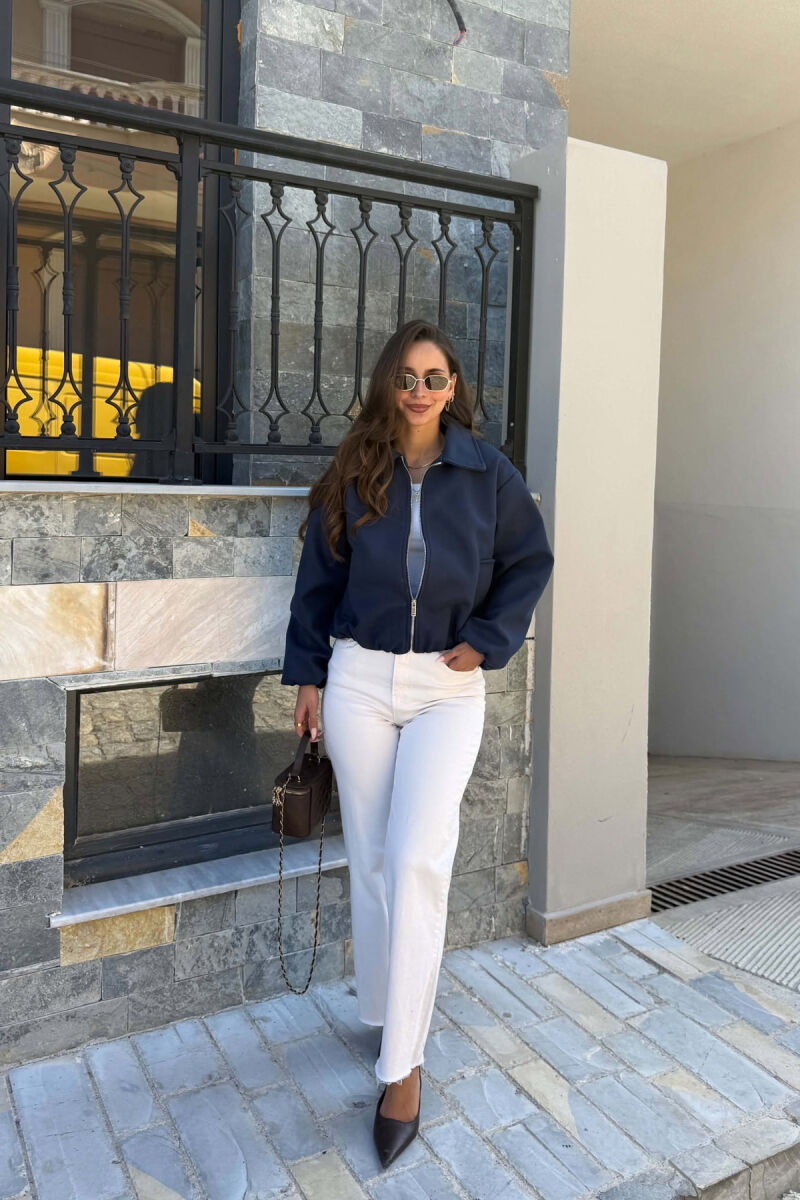 ONE COLOR ZIPPER WOMAN JACKET BLUE/BLU - 5