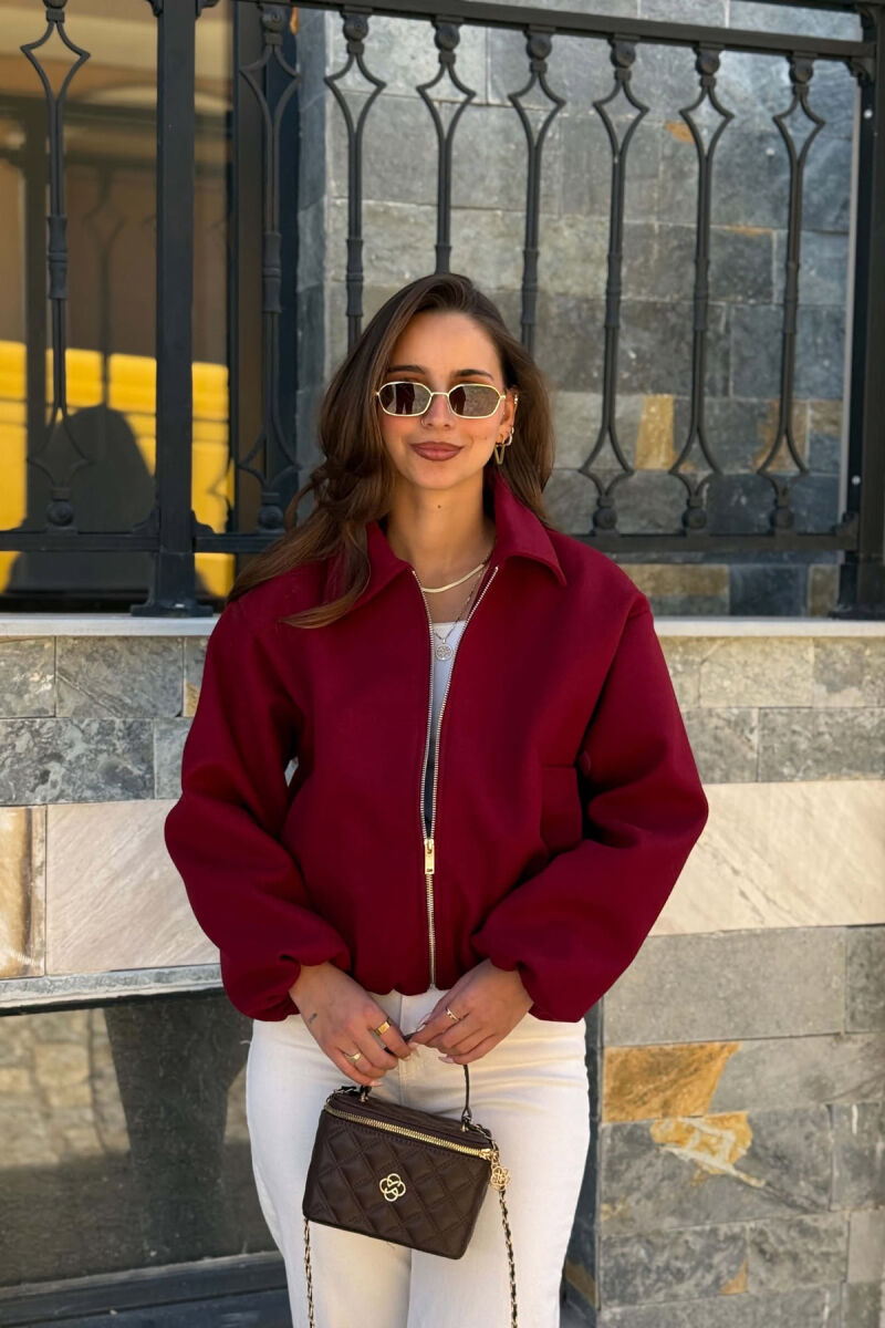 ONE COLOR ZIPPER WOMAN JACKET BURGUNDY/VISHNJE - 1