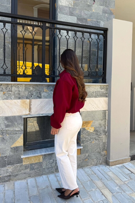 ONE COLOR ZIPPER WOMAN JACKET BURGUNDY/VISHNJE - 2