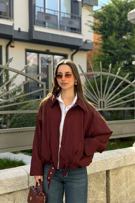 ONE COLOR ZIPPER WOMAN JACKET BURGUNDY/VISHNJE - 1