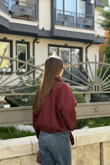 ONE COLOR ZIPPER WOMAN JACKET BURGUNDY/VISHNJE - 4