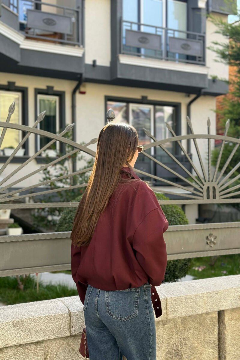 ONE COLOR ZIPPER WOMAN JACKET BURGUNDY/VISHNJE - 4