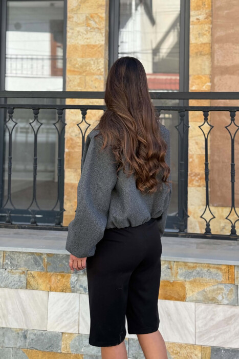 ONE COLOR ZIPPER WOMAN JACKET DARK GREY/GEE - 3