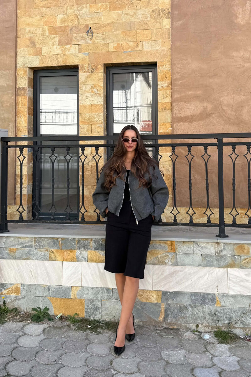 ONE COLOR ZIPPER WOMAN JACKET DARK GREY/GEE - 4