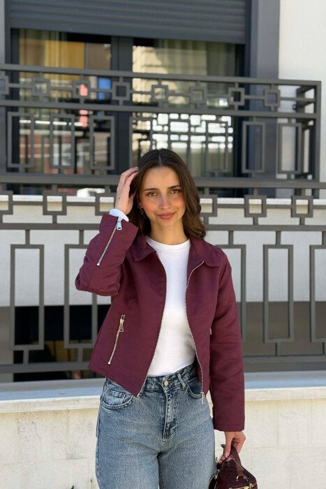 ONE COLOR ZIPPER WOMAN JACKET DARK PURPLE/LEJLA ERRET - 3