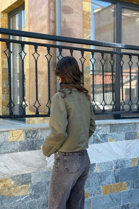 ONE COLOR ZIPPER WOMAN JACKET GREEN/JESHILE - 3