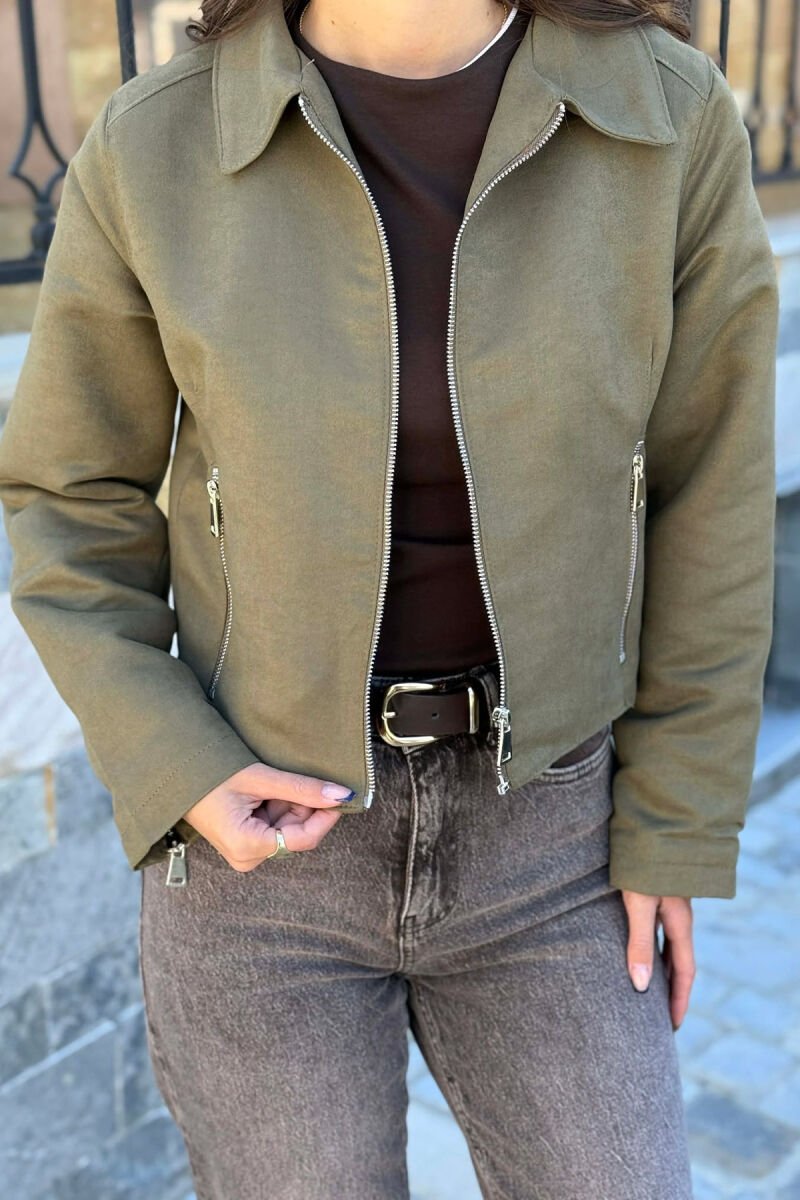 ONE COLOR ZIPPER WOMAN JACKET GREEN/JESHILE - 5