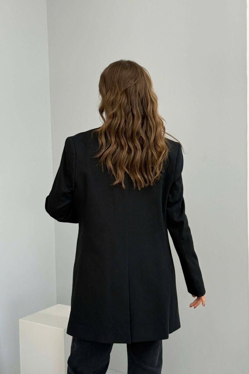 ONE COLOR ZIPPERS DETAIL WOMEN COAT BLACK/ E ZEZE - 3