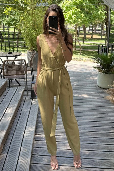 ONE COLOUR WOMAN JUMPSUIT OLIVE/ULLI - KLAUDIO FASHION