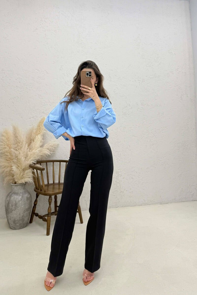 ONE COLOR WOMAN TROUSERS BLUE/BLU - 2