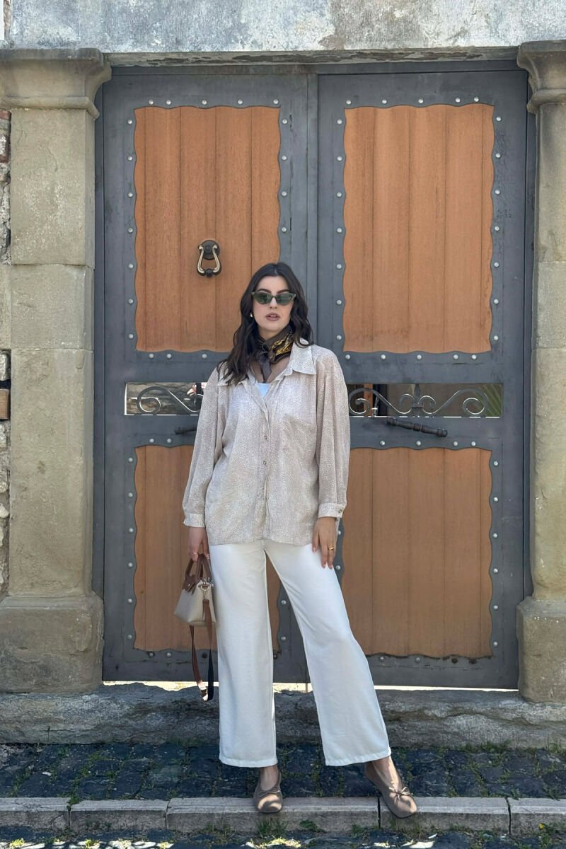 ONE FRONT POCKET GOLD BUTTONS WOMAN SHIRT BEIGE/BEZHE - 6