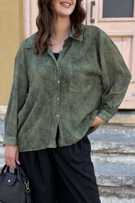 ONE FRONT POCKET GOLD BUTTONS WOMAN SHIRT GREEN/JESHILE - 2