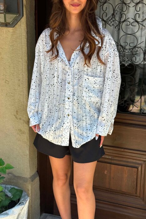 ONE FRONT POCKET WOMAN SHIRT WHITE-E BARDHE - 4