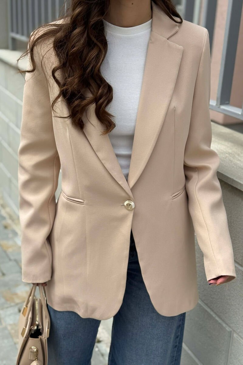 ONE GOLD BUTTON CLASSIC WOMAN JACKET LIGHT BEIGE/BZHZB - 4