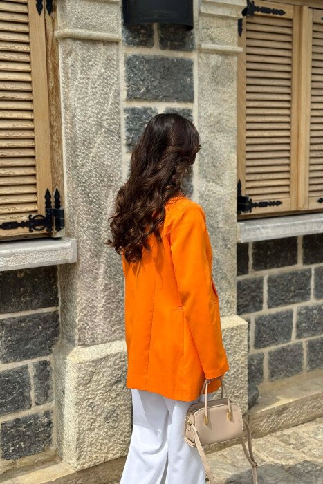 ONE GOLD BUTTON CLASSIC WOMAN JACKET ORANGE/PORTOKALLI - 2
