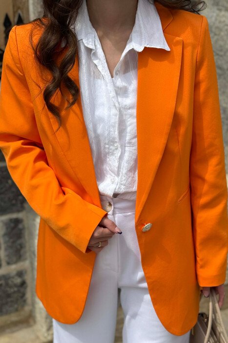 ONE GOLD BUTTON CLASSIC WOMAN JACKET ORANGE/PORTOKALLI - 4