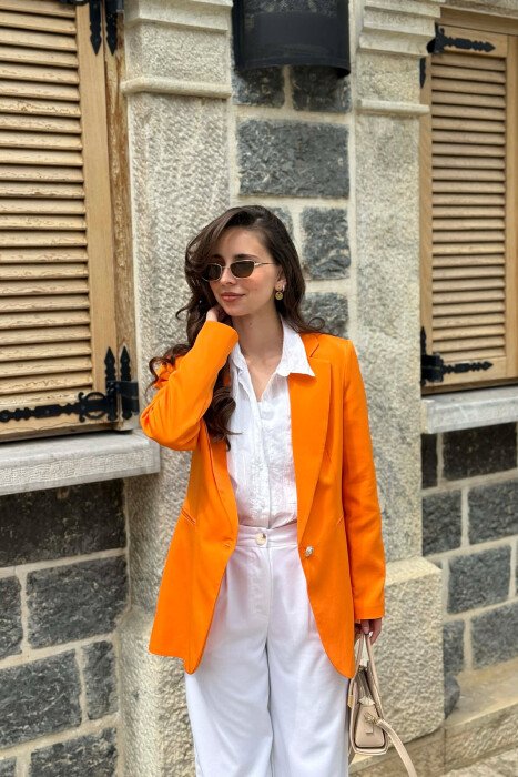 ONE GOLD BUTTON CLASSIC WOMAN JACKET ORANGE/PORTOKALLI - 5