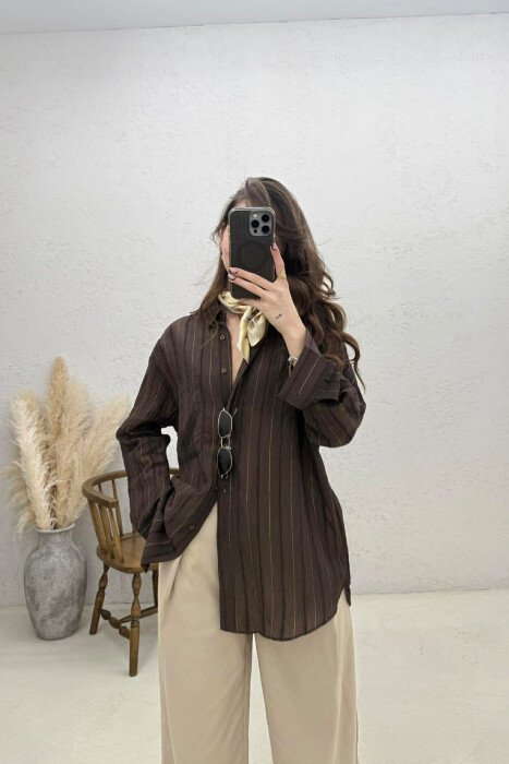 KEMISHE NJE NGJYRESHE PER FEMRA NE NGJYRE KAFE TE ERRET - KLAUDIO FASHION