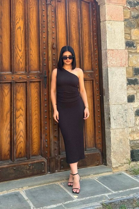 ONE SHOULDER OFF TANK TOP+TROUSERS WOMEN SET BLACK/ E ZEZE 