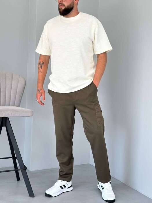 ONE SIDE POCKET ELASTIC WAIST MEN PANTS GREEN/JESHILE - KLAUDIO FASHION