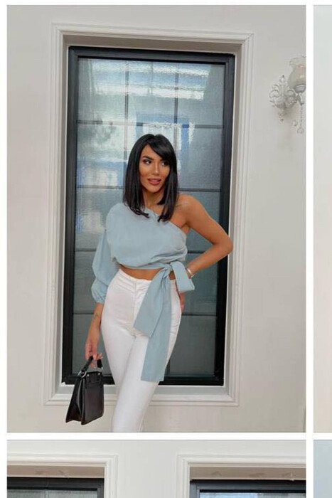 ONE SLEEVE WOMAN SHIRT LIGHTBLUE/BZ - KLAUDIO FASHION