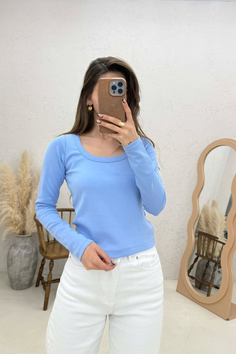 ONE COLOR SIMPLE WOMAN SWEATSHIRT BABY BLUE/BLU BY - 1