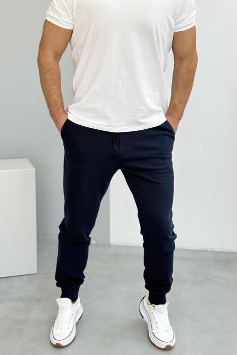 ONE COLOR SIMPLE LOGO MEN JOGGERS BLUE/BLU - KLAUDIO FASHION