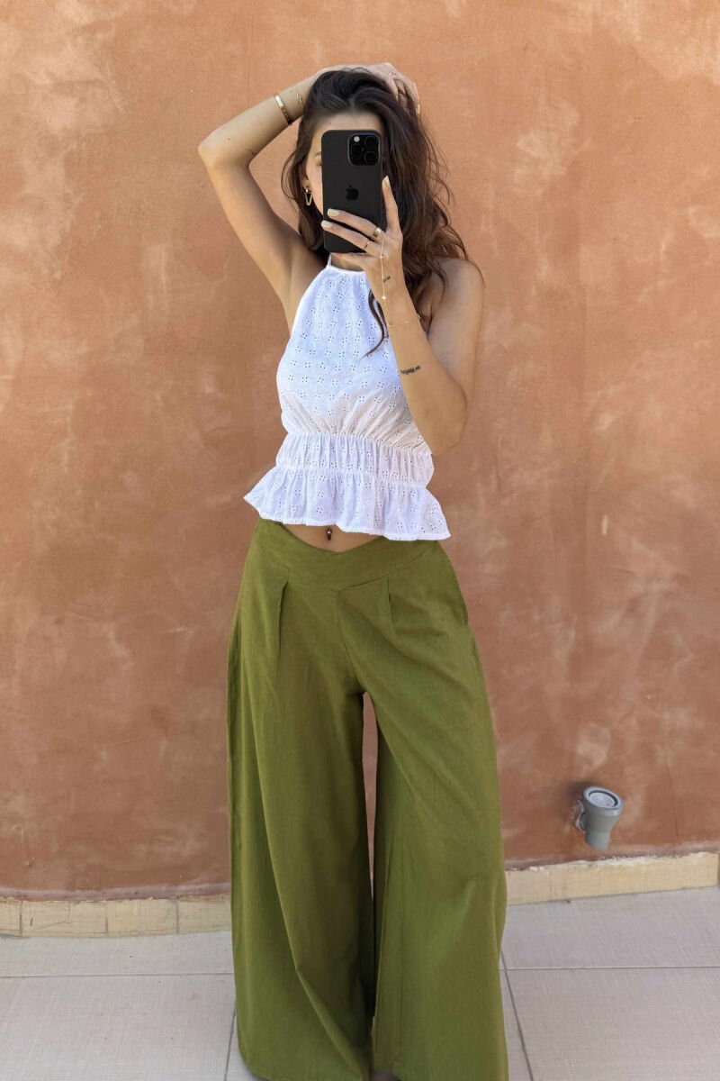 OPEN BACK ONE COLOR WOMEN TANK TOP WHITE-E BARDHE - 1
