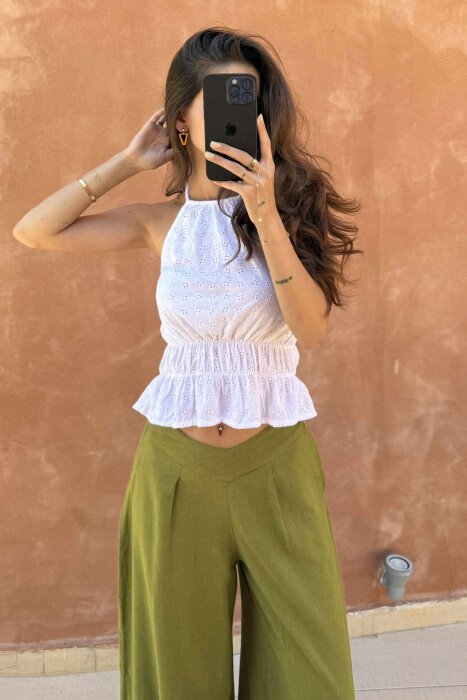 OPEN BACK ONE COLOR WOMEN TANK TOP WHITE-E BARDHE - 4