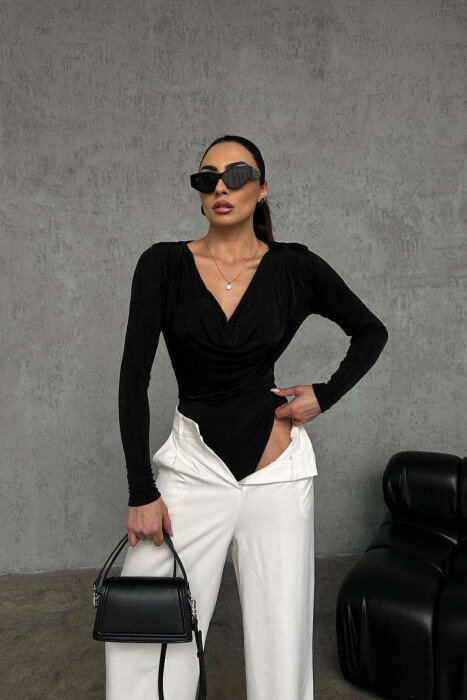 BODY NJË NGJYRËSH ELASTIK PËR FEMRA NË NGJYRËN E ZEZË - KLAUDIO FASHION