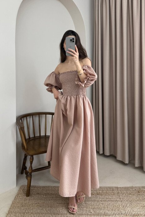 FUSTAN I GJATË NJË NGJYRËSH PËR FEMRA NË NGJYRËN BEZHË - KLAUDIO FASHION