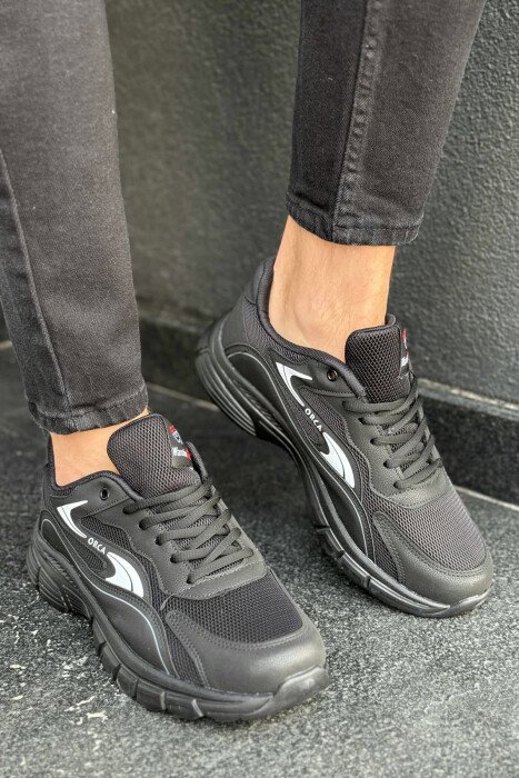 ORCA WRITTING SIMPLE MEN SNEAKERS BLACK-WHITE/ZEBA - KLAUDIO FASHION