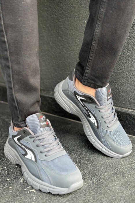 ORCA WRITTING SIMPLE MEN SNEAKERS GREY-WHITE/GRBA - KLAUDIO FASHION