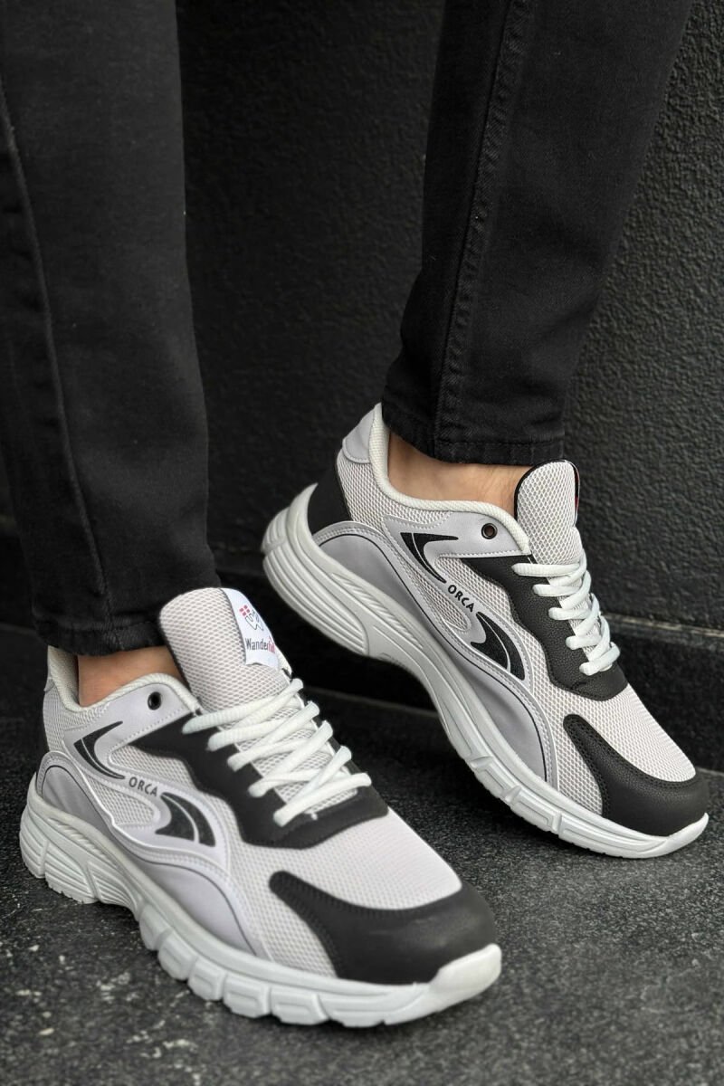 ORCA WRITTING SIMPLE MEN SNEAKERS GREY/BLACK-GRZE - 1