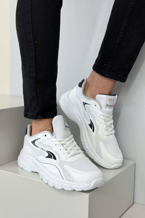ORCA WRITTING SIMPLE MEN SNEAKERS WHITE-E BARDHE - KLAUDIO FASHION
