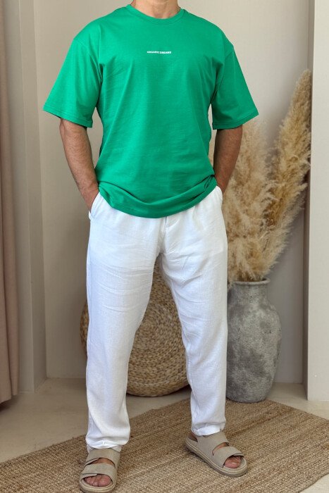 ORGANIC DREAMS WRITTING SIMPLE MEN T-SHIRT LIGHT GREEN/JEZB - 