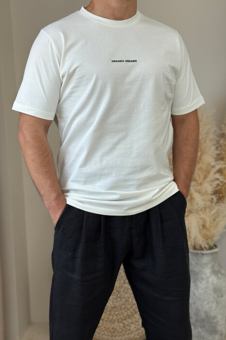 ORGANIC DREAMS WRITTING SIMPLE MEN T-SHIRT WHITE-E BARDHE - 